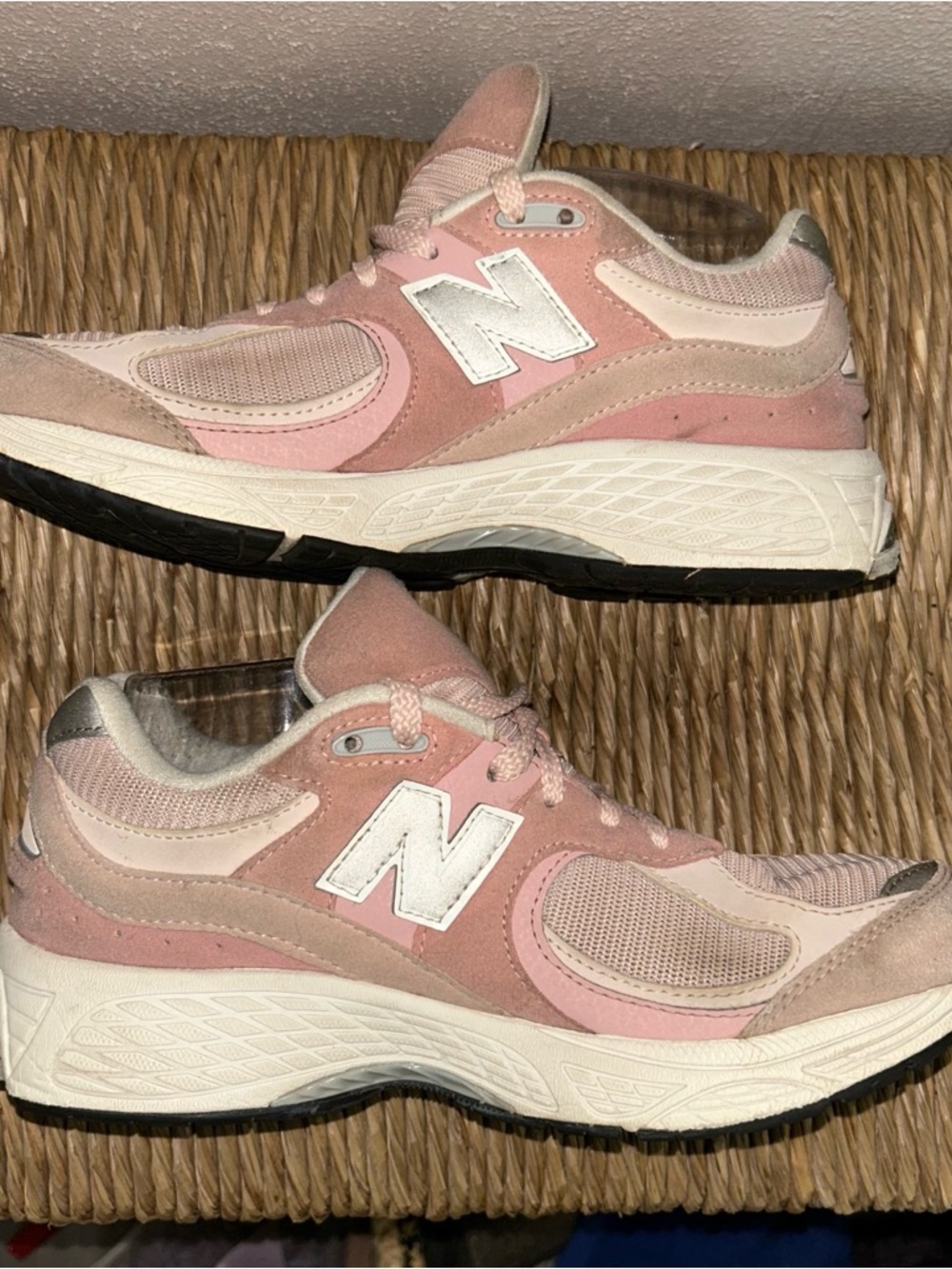 New Balance Pink and Silver Women's 2002R Sneakers - Picture 6 of 8